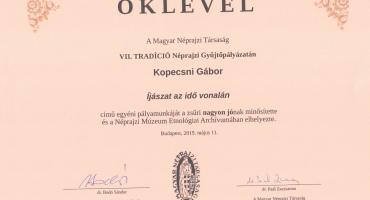 A Magyar Néprajzi Társaság oklevele